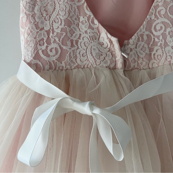 DAVID'S BRIDAL Ball Gown Flower Girl Dress with Heart Cutout - Picture 6 of 11